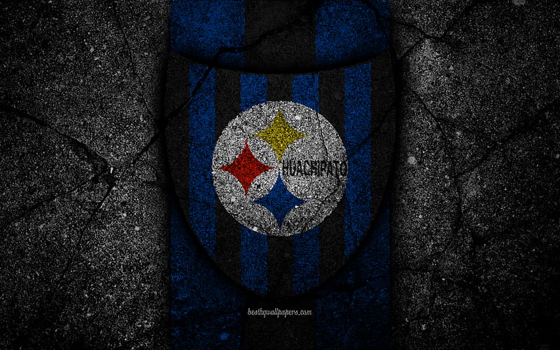 Huachipato FC, emblem, Chilean Primera Division, soccer, black stone, football club, Chile, Huachipato, logo, asphalt texture, FC Huachipato, HD wallpaper