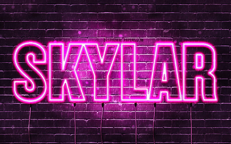 Skylar with names, female names, Skylar name, purple neon lights, horizontal text, with Skylar name, HD wallpaper