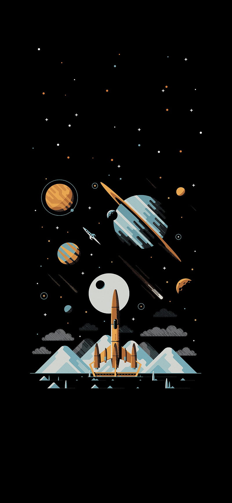 Space launch, amoled, galaxy, planets, rocket, HD phone wallpaper