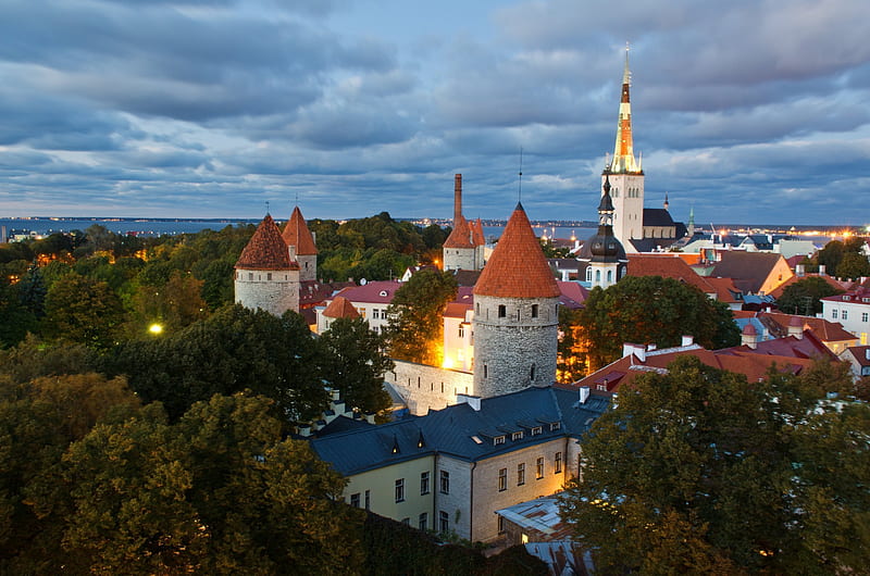 city, roof, houses, tallinn, evening, capital, estonia, building, HD wallpaper