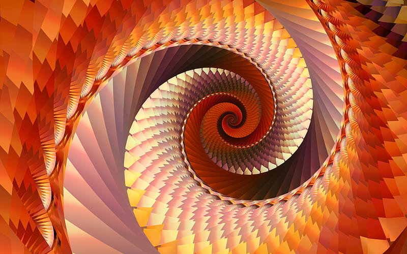 Examination Day, orange, abstract, spiral, fractal, HD wallpaper
