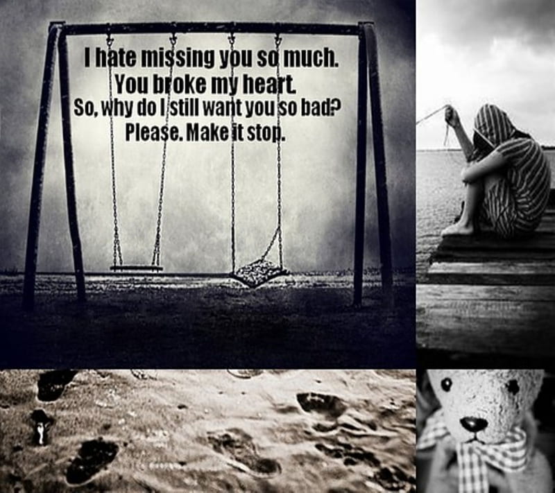 Missing You, alone, broken, feelings, heart, hurt, love, sad, stop, HD wallpaper