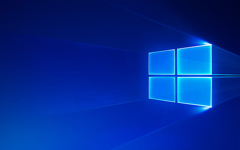 Windows 10, blue neon logo, modern operating system, emblem, logo, Windows, HD wallpaper