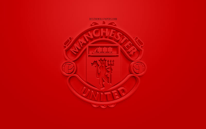 Manchester United FC, creative 3D logo, red background, 3d emblem, English  football club, HD wallpaper | Peakpx