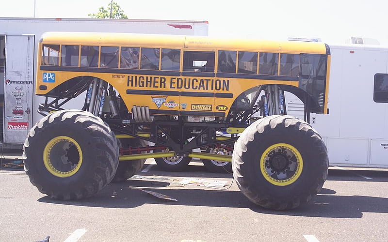 monster school bus, school, higher, education, monster, bus, HD wallpaper