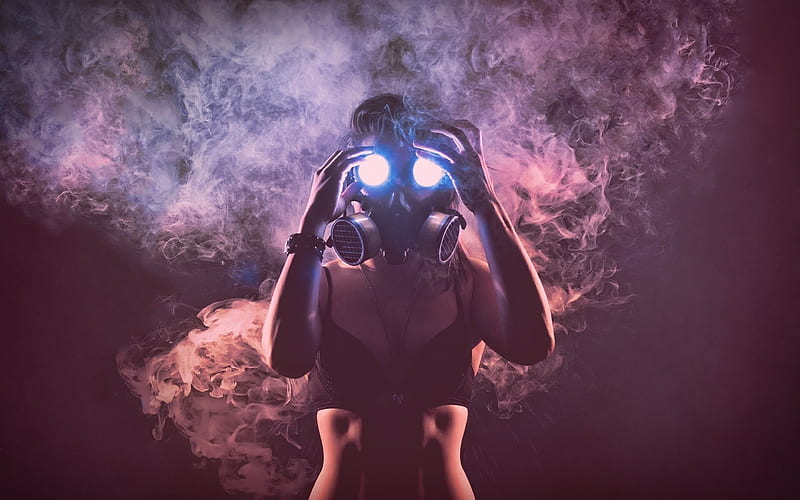 sci fi, Mask, Gas mask, Women, Females, Girls, Dark, Horror, Smoke / and Mobile Background, HD wallpaper
