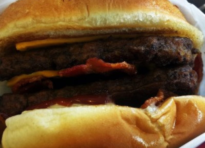 The Baconator, bacon burger, cheeseburg, wendys, cheeseburger, HD wallpaper