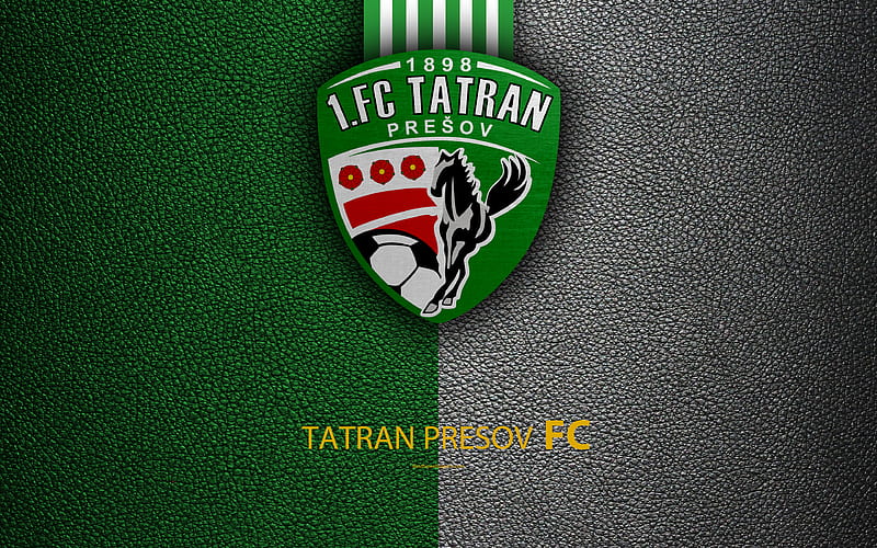 FC Tatran Presov Slovak football club, logo, leather texture, Fortuna liga, Presov, Slovakia, football, HD wallpaper