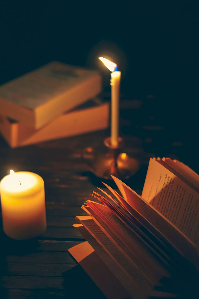 Book, candle, shadows, reading, comfort, HD phone wallpaper | Peakpx