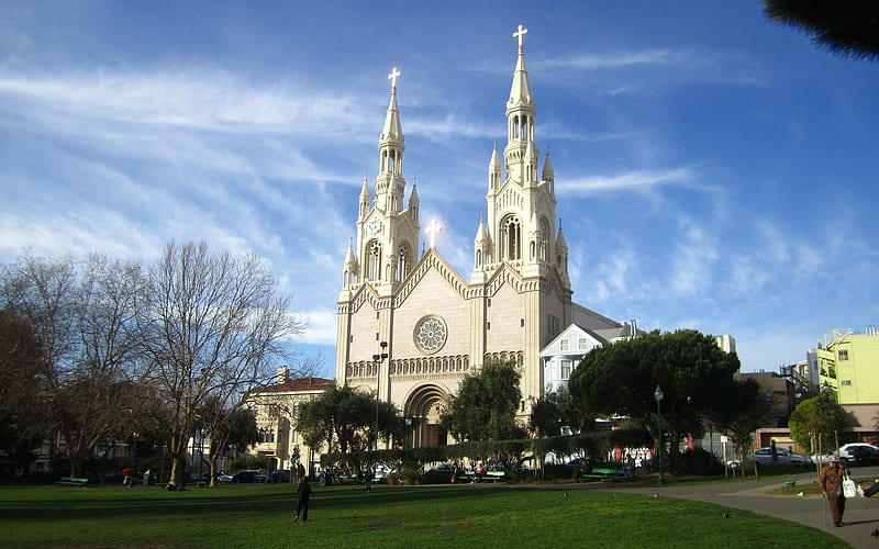 Church of Saints Peter and Paul, architecture, San Francisco, church, Peter and Paul, HD wallpaper