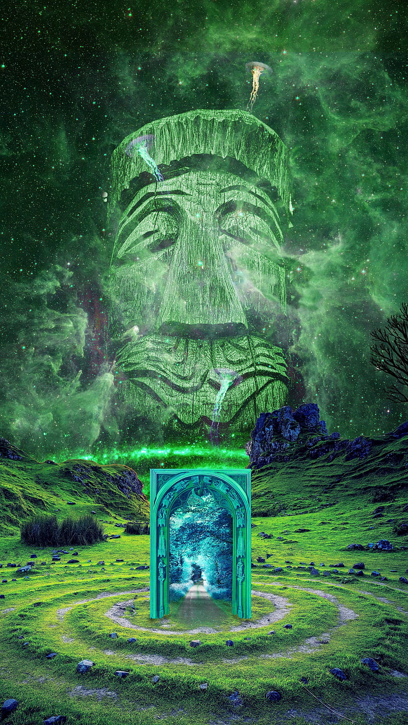 Green Totem , hop, fantasy, imagination, portal, HD phone wallpaper