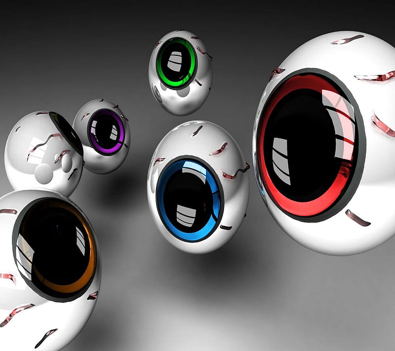 3D ball eyes, abstract, balls, color, eye, HD wallpaper