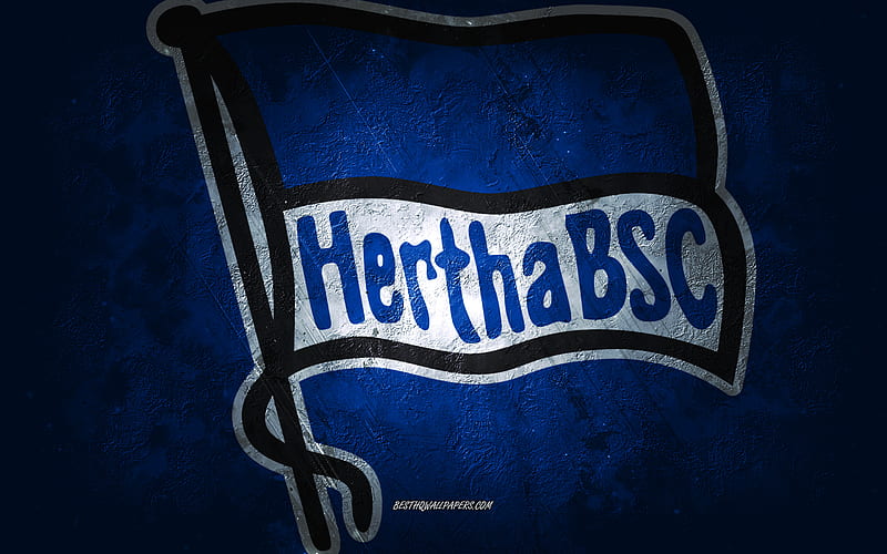 Hertha BSC, German football club, blue stone background, Hertha BSC logo, grunge art, Bundesliga, football, Germany, Hertha BSC emblem, HD wallpaper