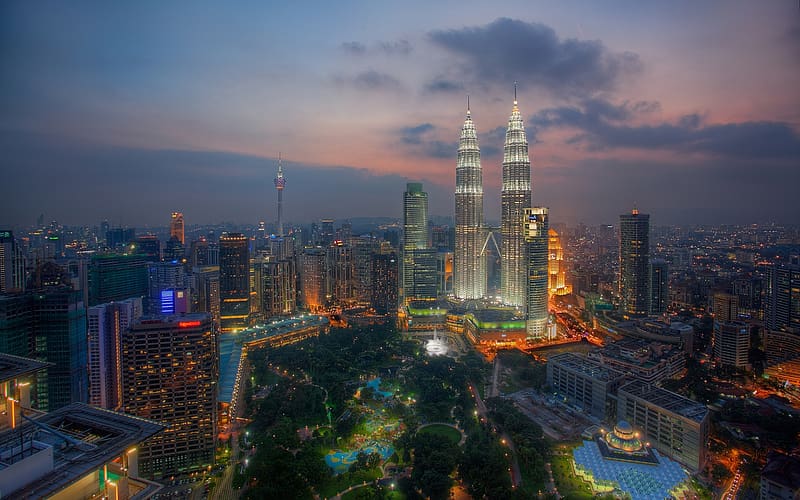 Cities, Night, Architecture, Skyscraper, Building, Light, Cityscape, Kuala Lumpur, Malaysia, , Petronas Towers, HD wallpaper