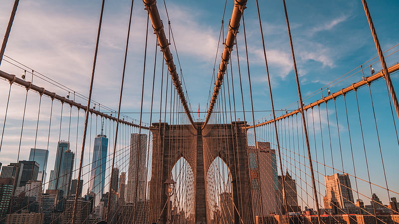 high angle graphy of Brooklyn Bridge at daytime, HD wallpaper