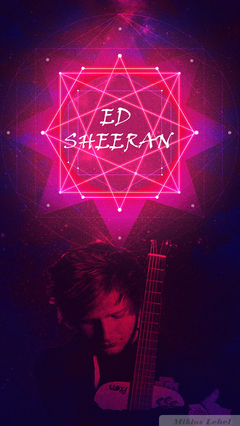 Ed Sheeran, artist, colorful, guitar, music, shape of you, star, HD phone wallpaper