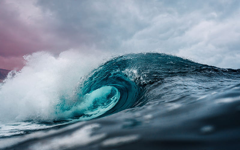 ocean wave, storm, big waves, ocean, sunset, evening, water, environment, HD wallpaper