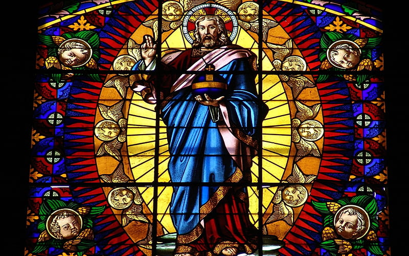 Christ the King, Christ, King, stained glass, Jesus, HD wallpaper