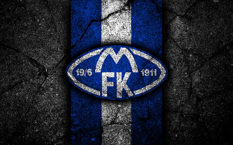 Molde FC, emblem, Eliteserien, black stone, football, Norway, Molde, logo, asphalt texture, soccer, FC Molde, HD wallpaper