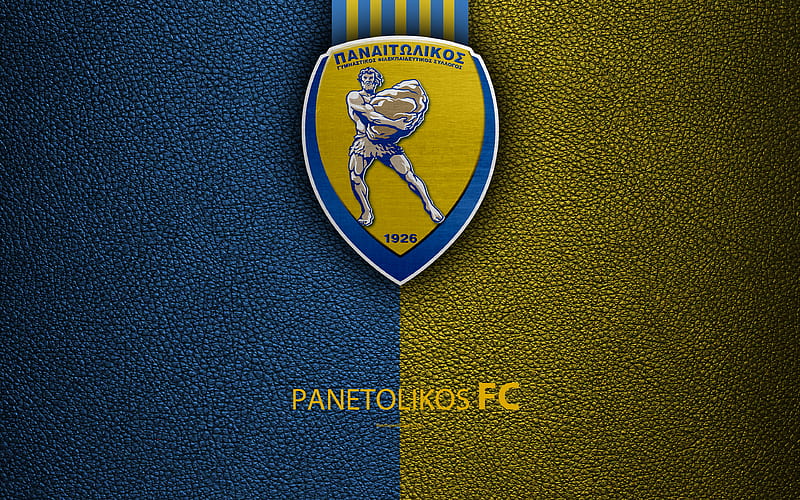 Panetolikos FC logo, Greek Super League, leather texture, emblem, Agrinion, Greece, football, Greek football club, HD wallpaper