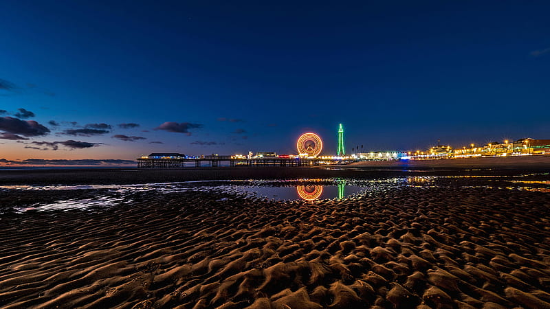 Blackpool Tower Beach Central Pier Lancashire England, HD wallpaper