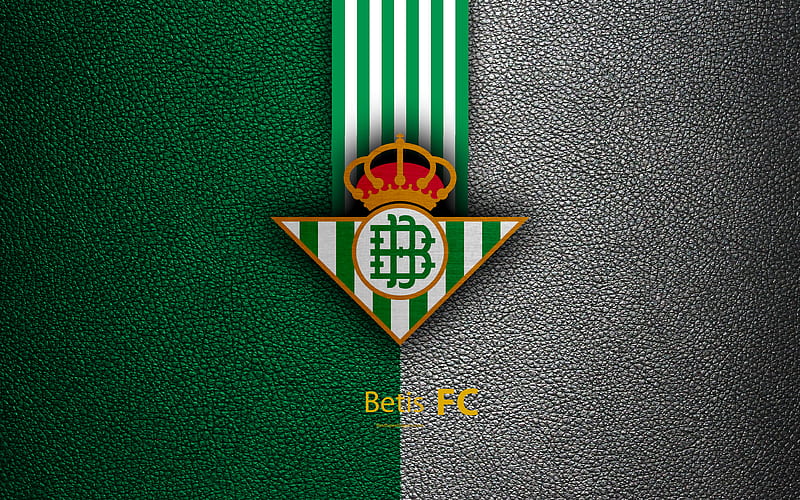 Real Betis FC Spanish football club, La Liga, logo, emblem, leather texture, Bilbao, Spain, football, HD wallpaper