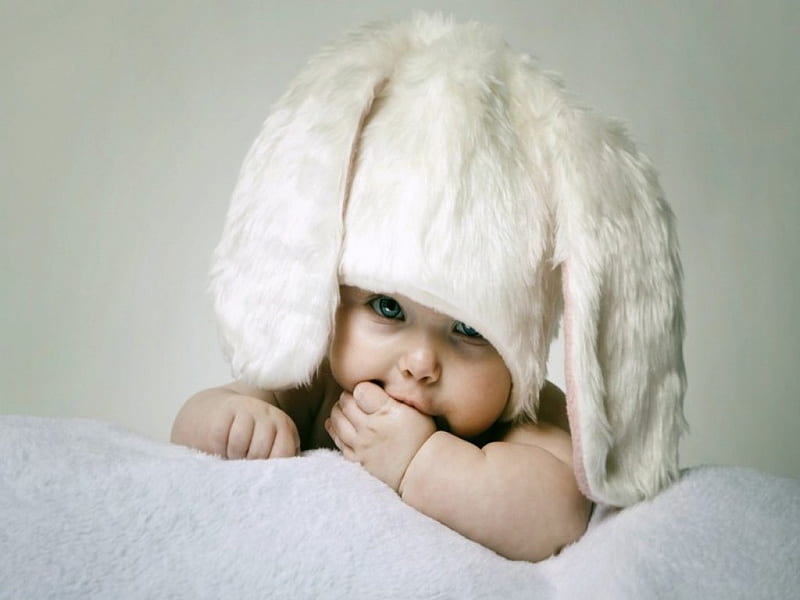 Mommy's little bunny, cute, bunny ears, baby, sweet, HD wallpaper