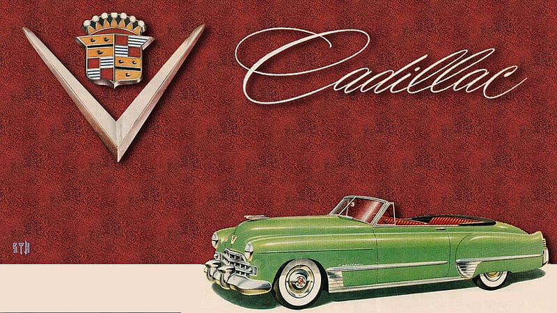 1948 Cadillac Convertible Ad Art, General Motors, Cadillac, Vintage Cadillac advertisement, 1948 Cadillac, Cadillac , Cadillac Background, HD wallpaper