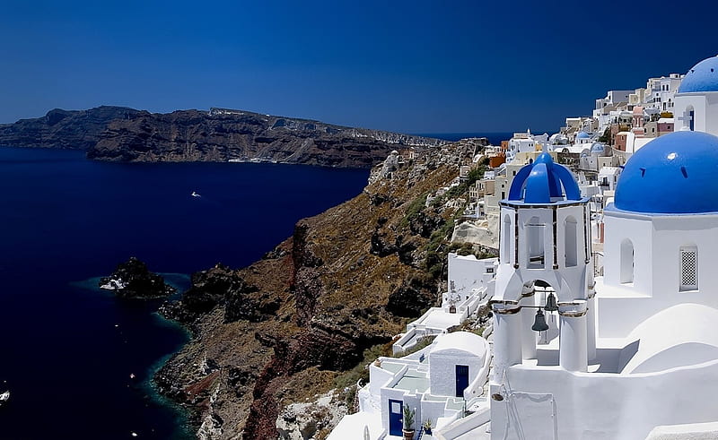 The white and blue of Cyclades, greece, greek holidays, sea group blue, graph islands, pic, houses, colors, sky, wall, aegean, whie, summer, vacations, colours, cyclades, HD wallpaper