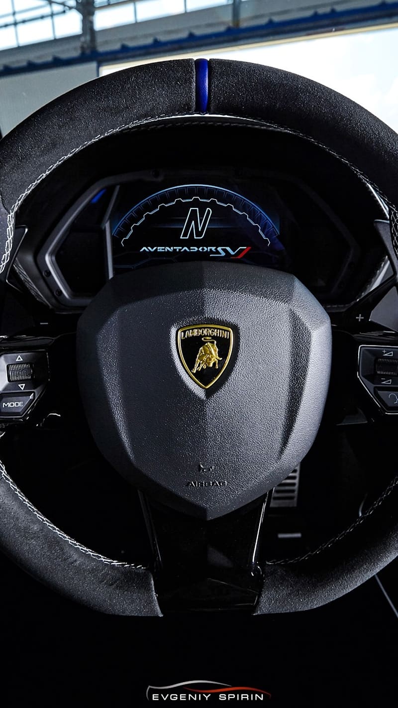 Black Lamborghini Inside Steering, black lamborghini, lamborghini steering, inside view of lamborghini, car, speed, display, HD phone wallpaper