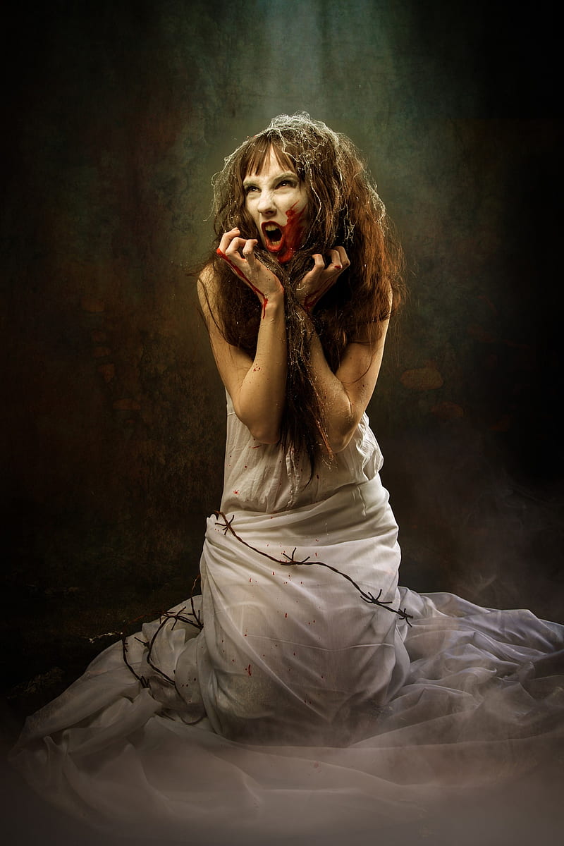 horror, women, model, , Peter Michaelis, blood, HD phone wallpaper