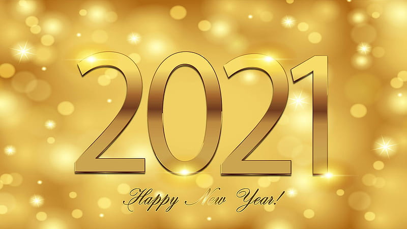 Happy New Year 2021 Word In Golden Bokeh Background Happy New Year 2021, HD wallpaper