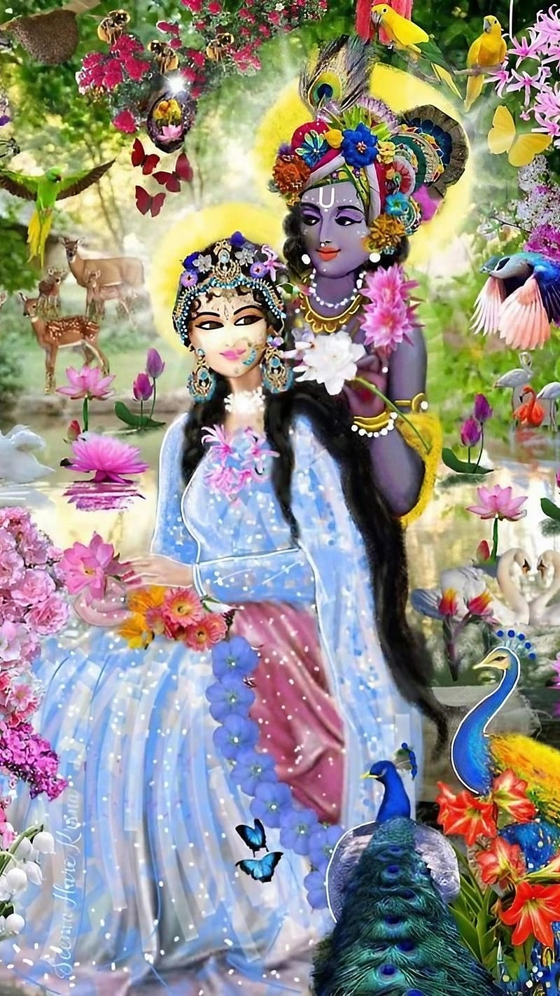 Radha Krishna Ji Ki, Animals And Flowers Background, lord, god, HD ...