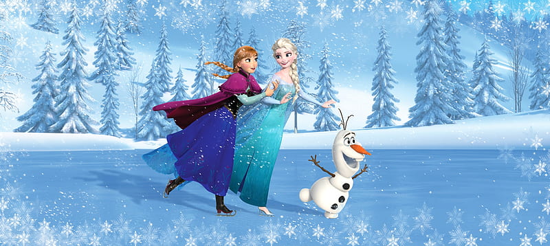 Frozen (2013), poster, anna, movie, elsa, winter, iarna, fantasy, olaf, snow queen, ice, princess, pink, blue, disney, HD wallpaper