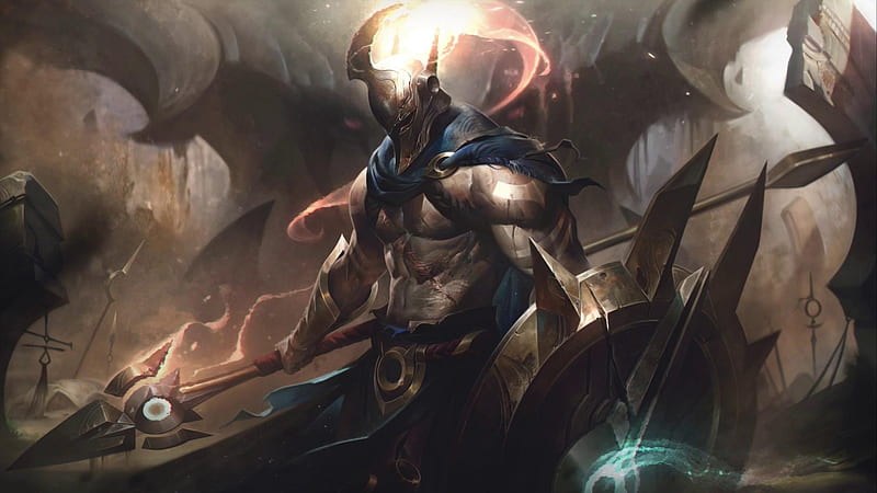 league of legends, pantheon skin, shield, armor, artwork, Games, HD wallpaper