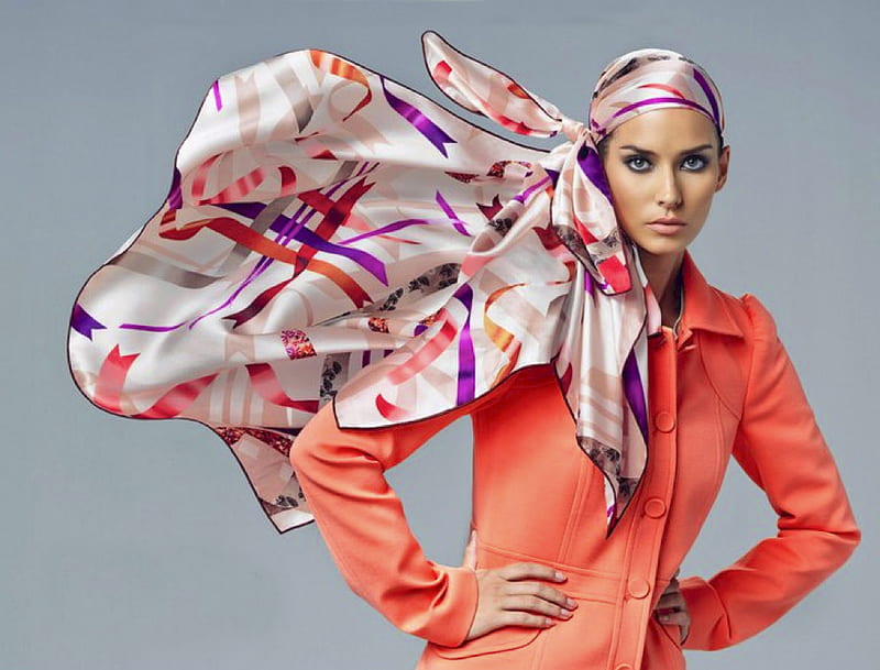 Blowing Scarf IV, head scarf, headscarf, silk scarf, flowing, scarf, blowing, silk, HD wallpaper