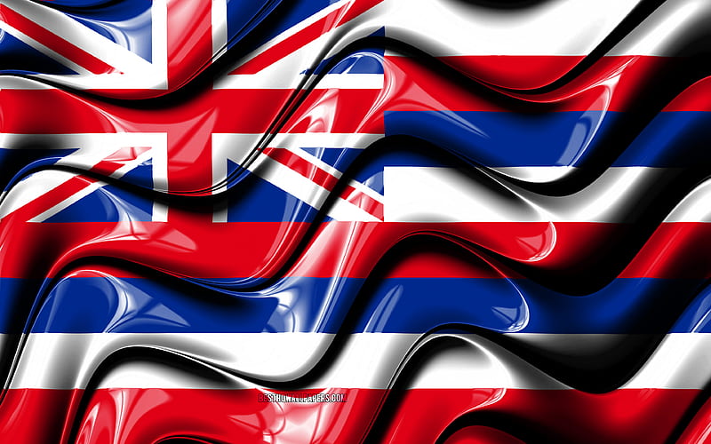Hawaii flag United States of America, administrative districts, Flag of Hawaii, 3D art, Hawaii, american states, Hawaii 3D flag, USA, North America, HD wallpaper