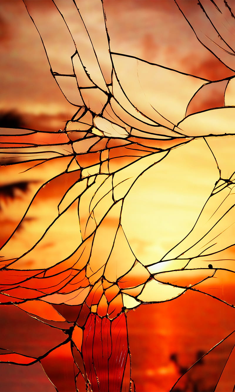 Broken, glass, sunset, HD phone wallpaper