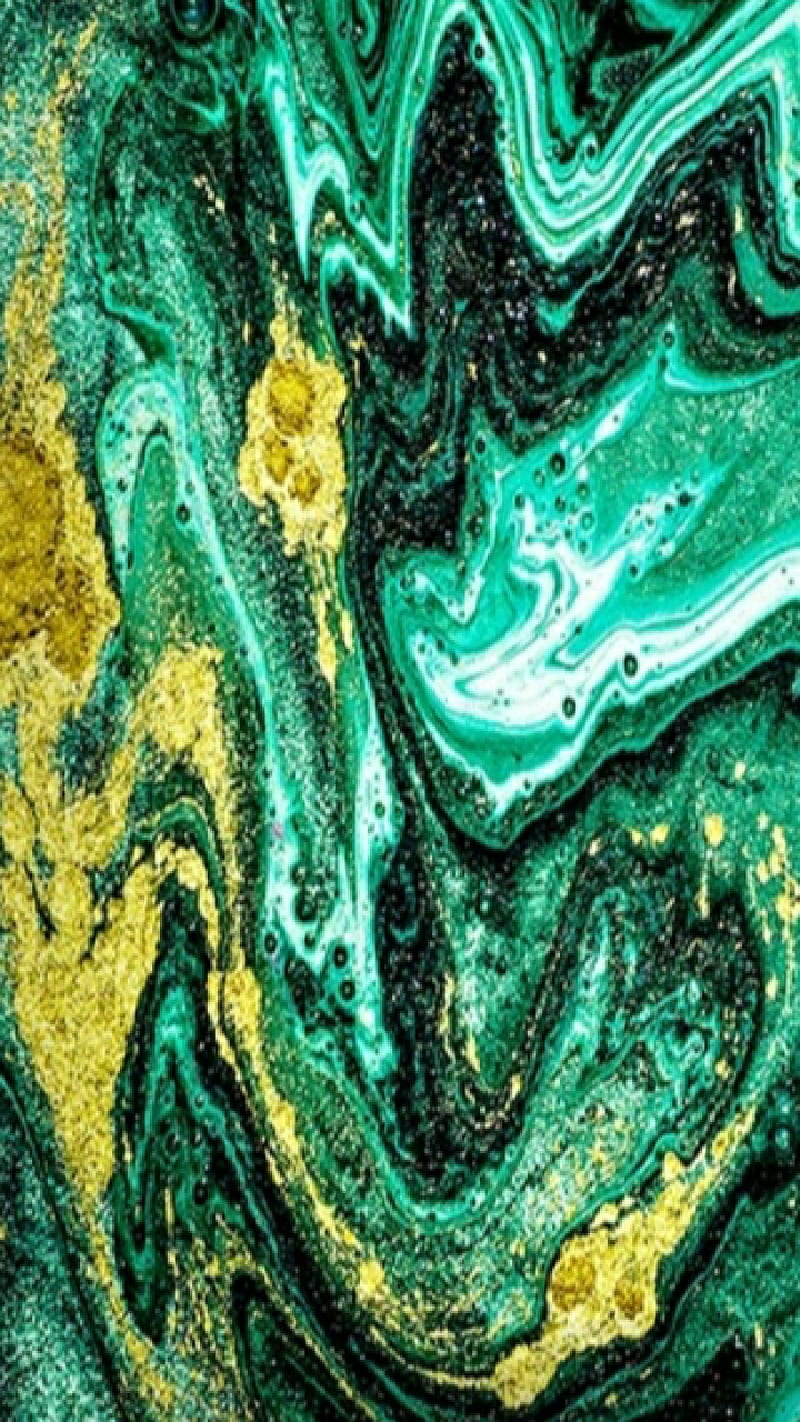 Green Gold, abstract, art, marble, paint, stone, HD phone wallpaper