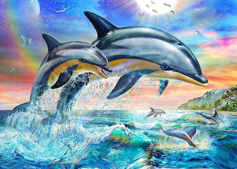 dolphin art wallpaper