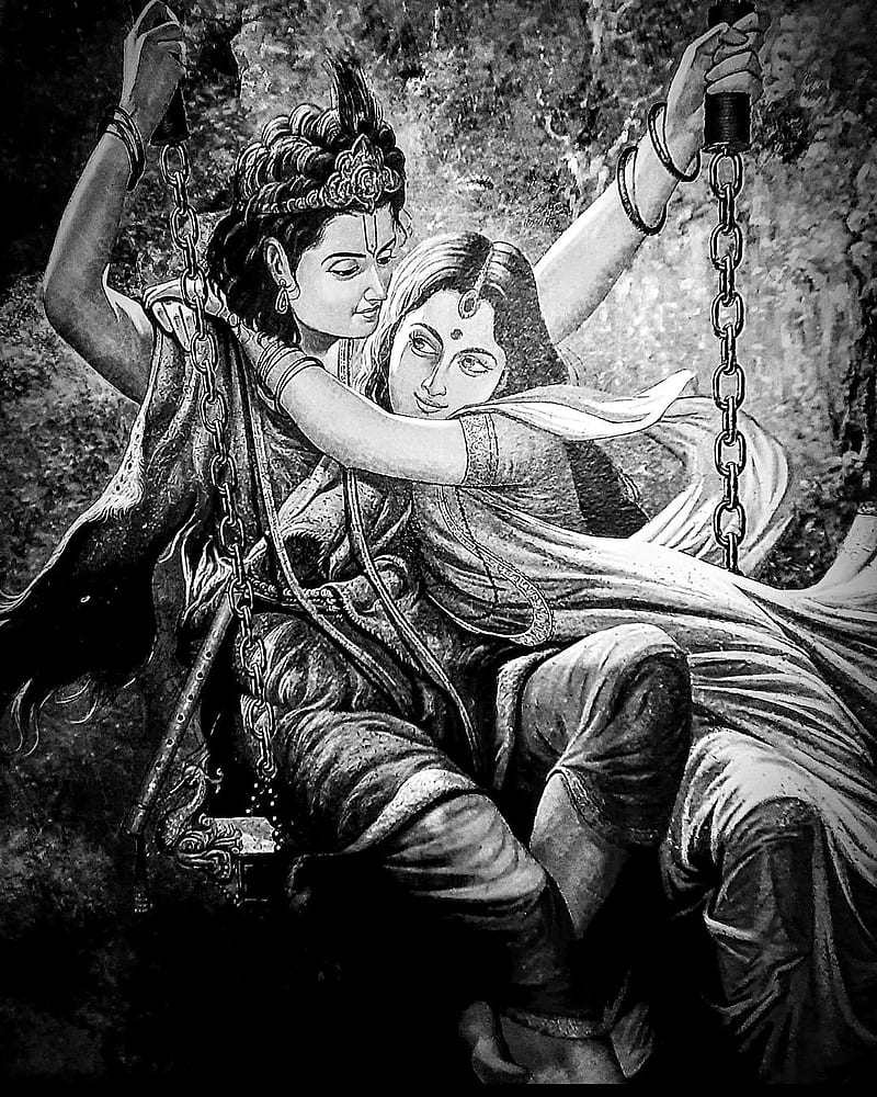 Radha krishna, black, god, love, graphy, serenity, white, HD phone wallpaper  | Peakpx