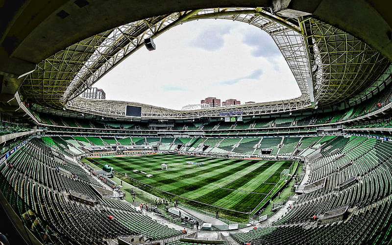 Allianz Parque, empty stadium, Palmeiras Stadium, R, Sao Paulo, soccer, football stadium, Palmeiras arena, Brazil, SE Palmeiras, brazilian stadiums, HD wallpaper
