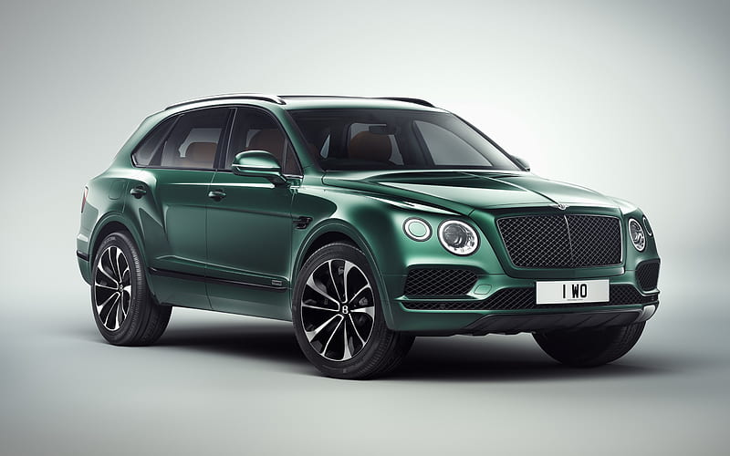 Bentley Bentayga, 2018, Mulliner, luxury SUV, exterior, front view, green Bentayga, British cars, Bentley, HD wallpaper