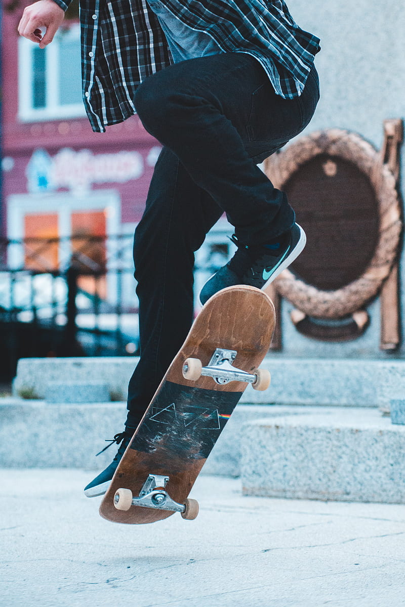 skateboard, legs, sneakers, trick, HD phone wallpaper
