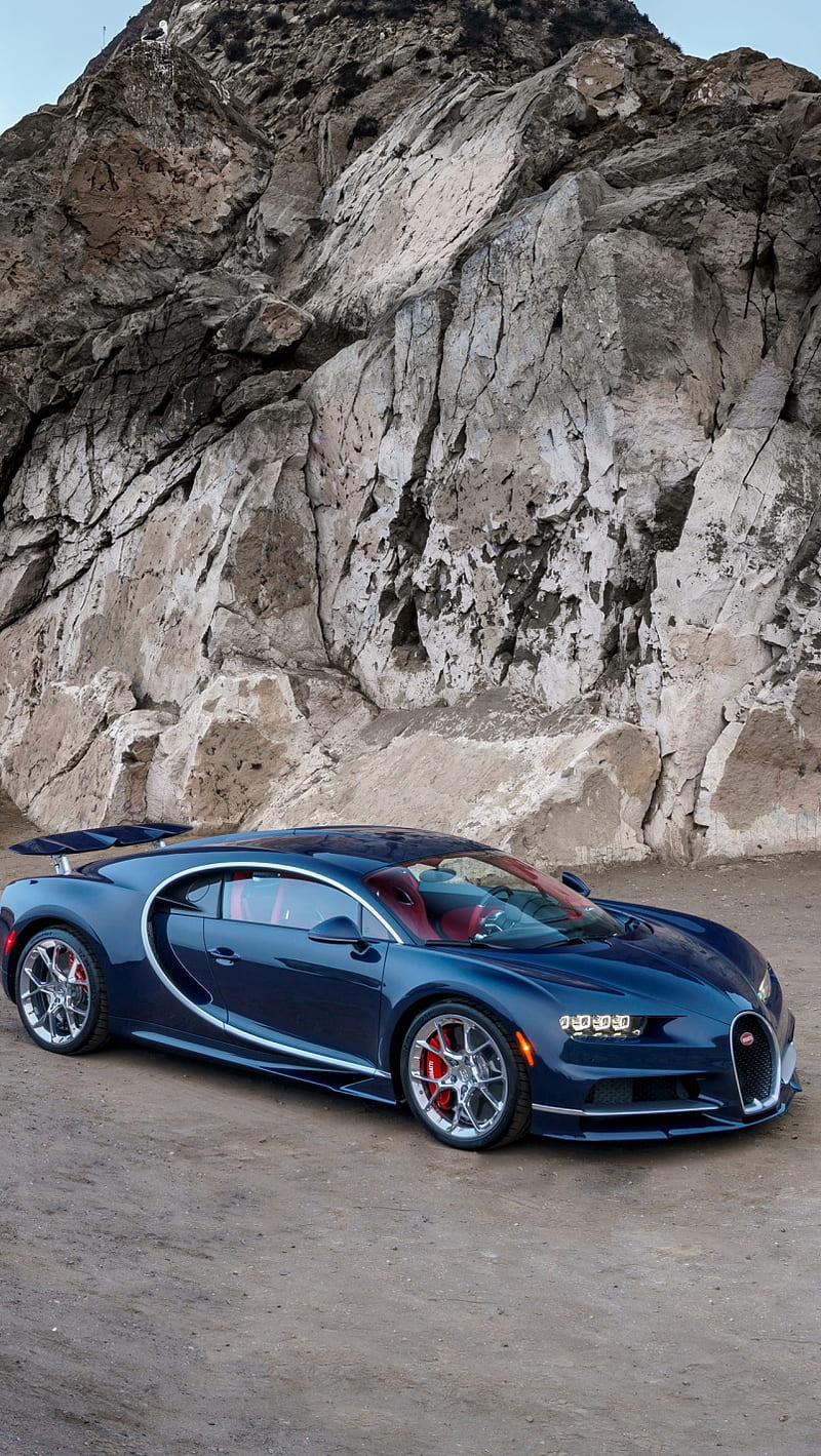 Bugatti Chiron, blue, car, super car, HD phone wallpaper