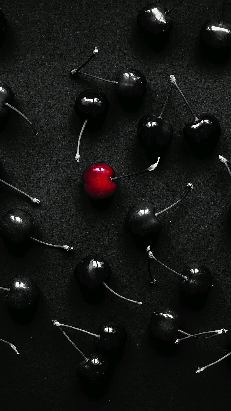 Cherry, black and red, sweet, HD phone wallpaper | Peakpx