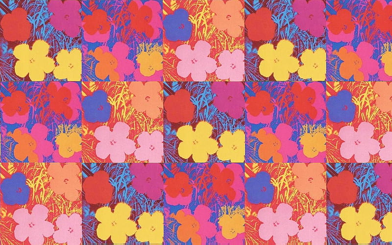 Warhol Flowers 3, art, warhol, pop, sixties, flowers, pop art, HD wallpaper