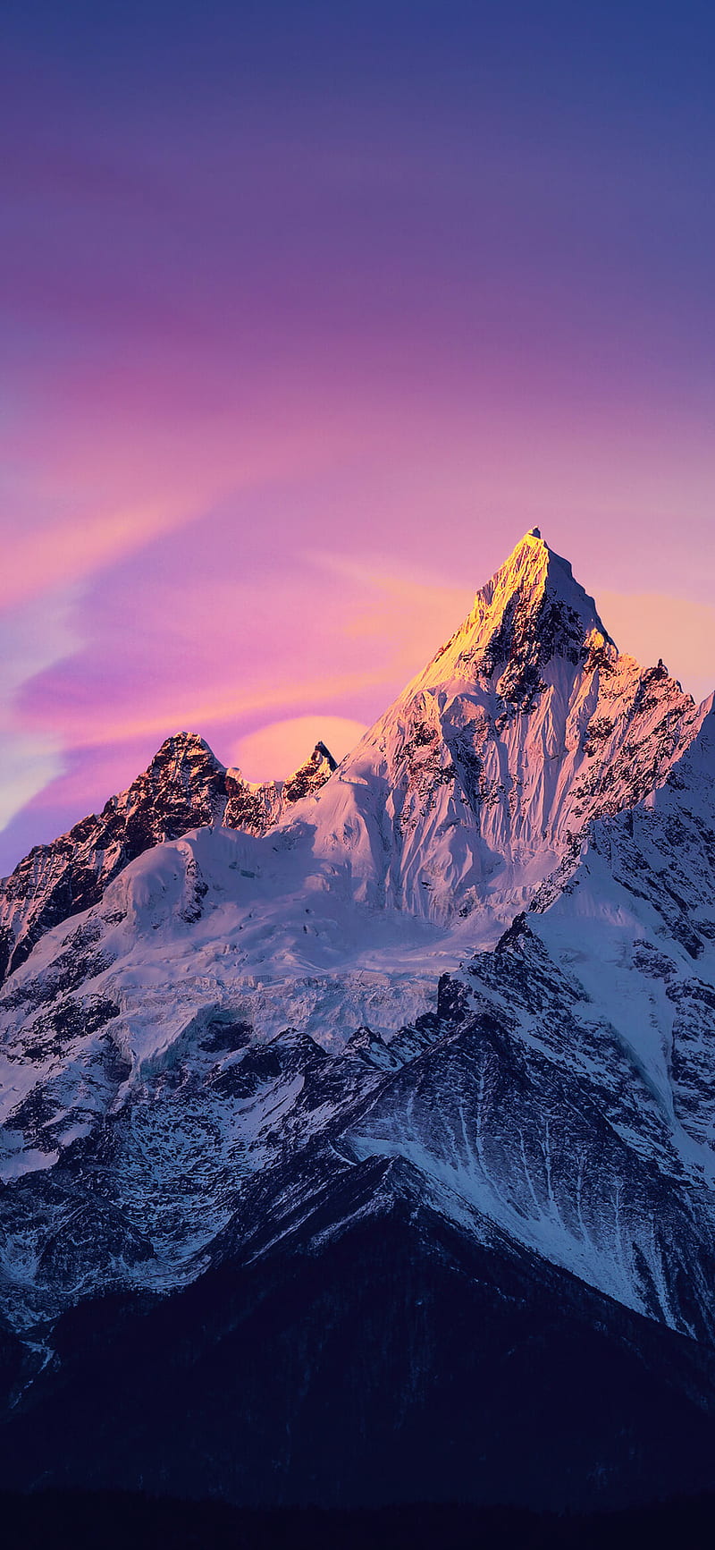 Snow mountains, red sky, HD phone wallpaper | Peakpx