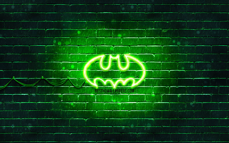 Batman green logo green brickwall, Batman logo, superheroes, Batman neon logo, Batman, HD wallpaper