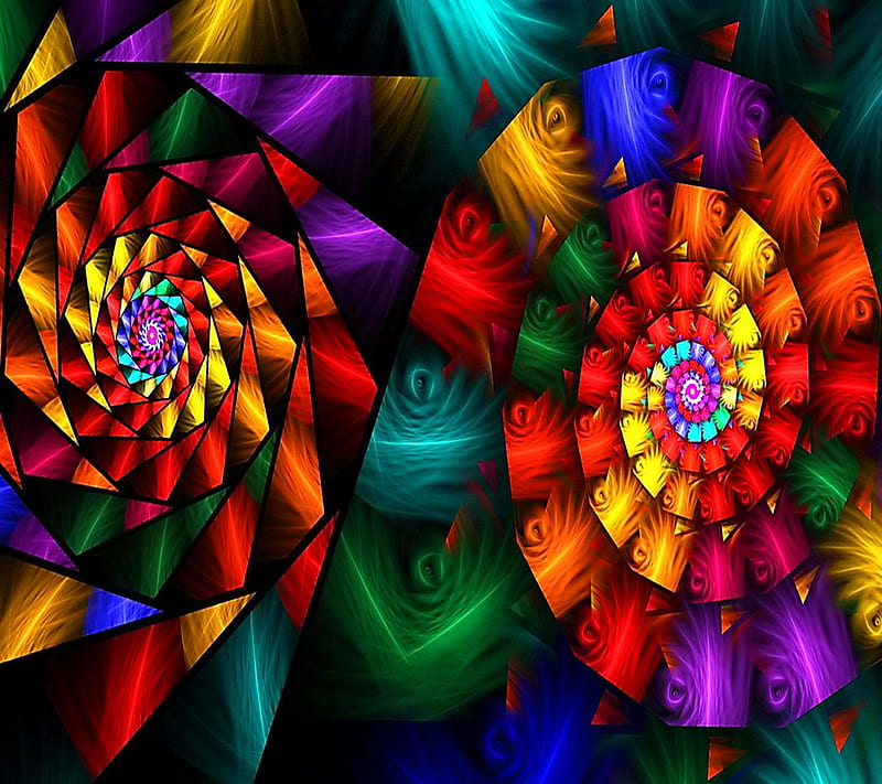 Glass Spirals, colorful, rainbow, spiral, HD wallpaper